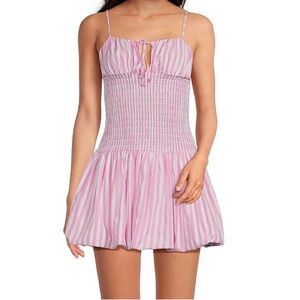 Elegant Pink Striped Mini Dress